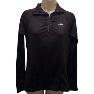 Umbro Fitted Athletic Jacket Black Zipper Thumb-Holes Back Pocket Size Small